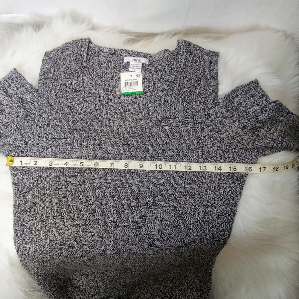 bar III Cold Shoulder heather gray knit dress - Picture 3 of 7
